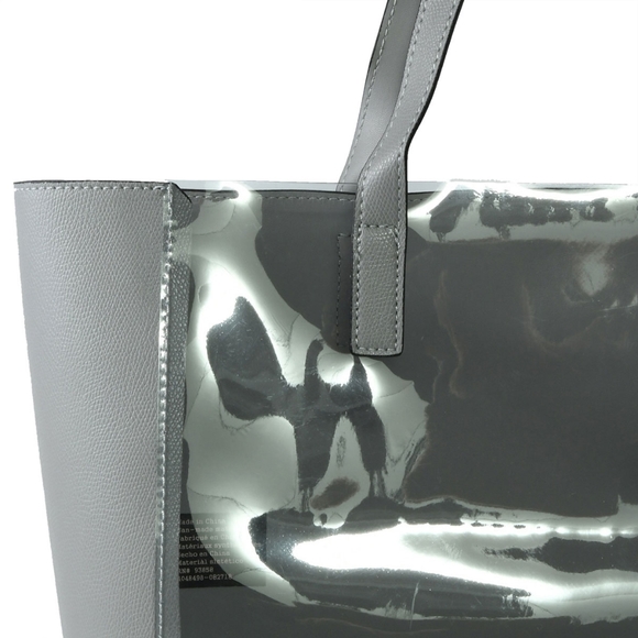 Gray See Thru Pocket Tote Shoulder Length Handbag with organizer insert #G - Picture 4 of 8